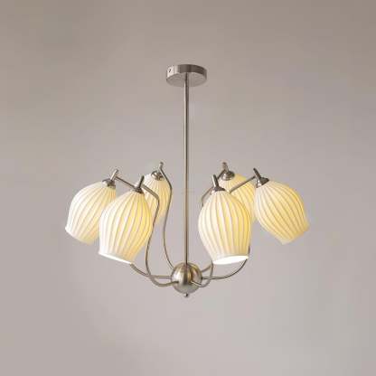 Ceramic Ribbed Chandelier with 4/6/8 heads-Sylvia Space