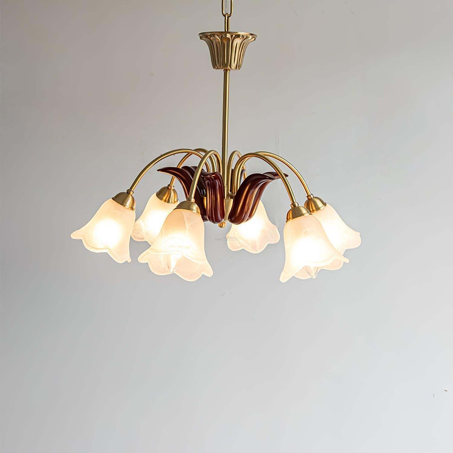 Brass Pastoral Flower Chandelier with 6/8/10 heads-Sylvia Space