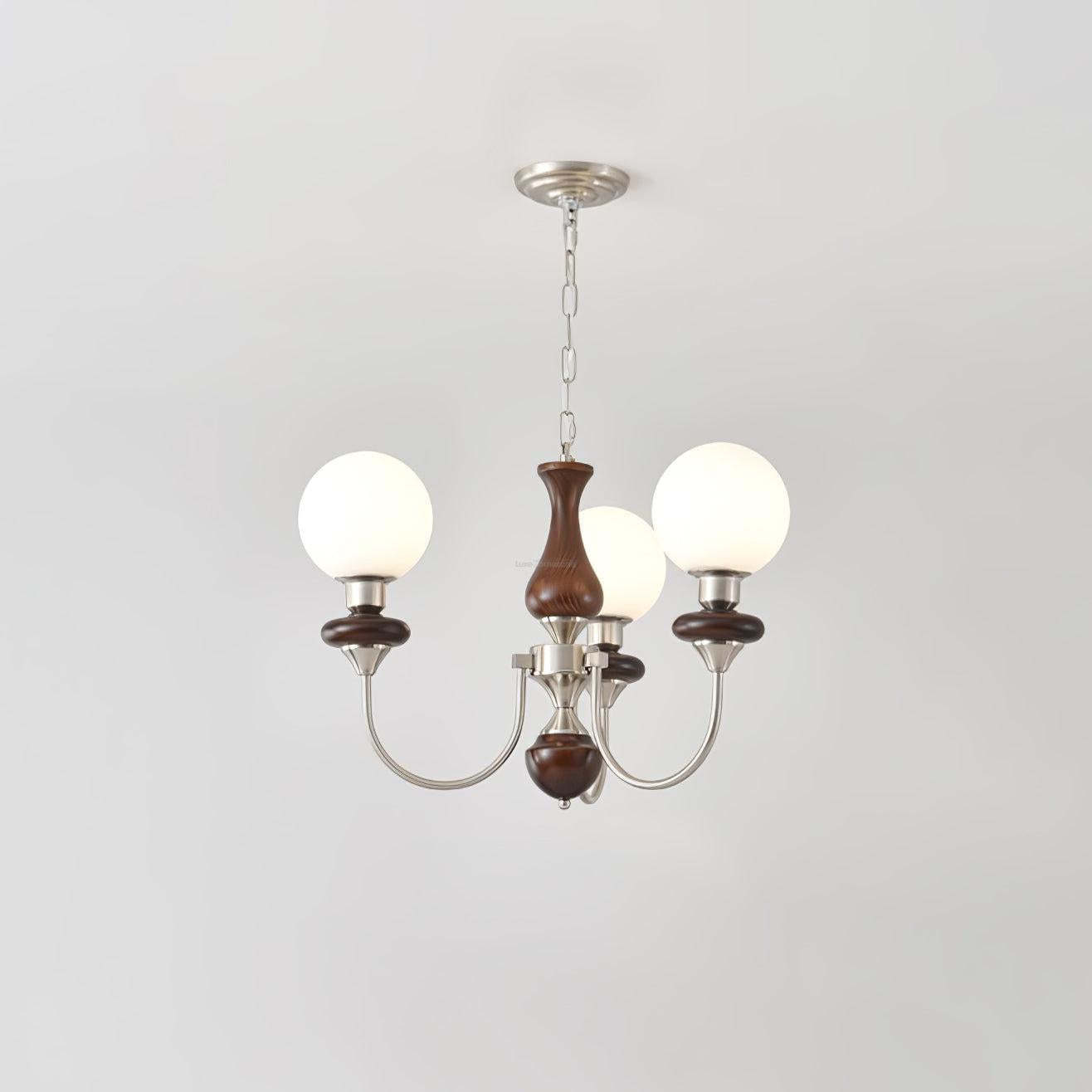 Walnut Brass Chandelier with 3/6/8 lamps-Sylvia Space
