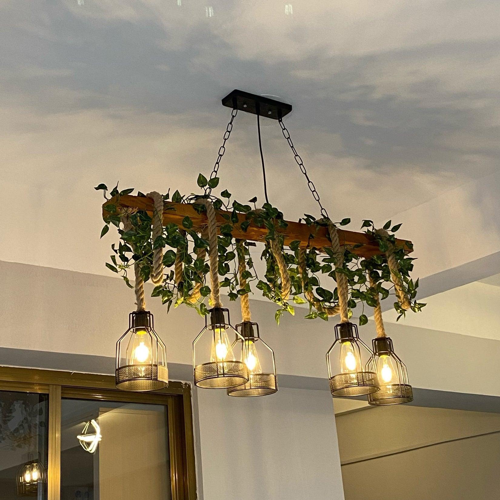 Rustic Wooden Chandelier with 3/5/8 heads-Sylvia Space