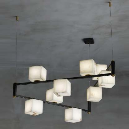 Alabaster Square Box Chandelier with 4/5/6/8/9 heads-Sylvia Space