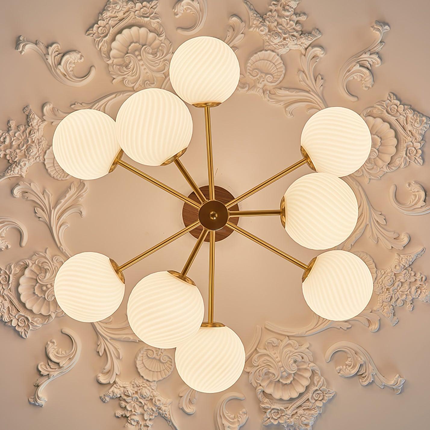 Ribbed Babble Glass Chandelier with 6/9 heads-Sylvia Space