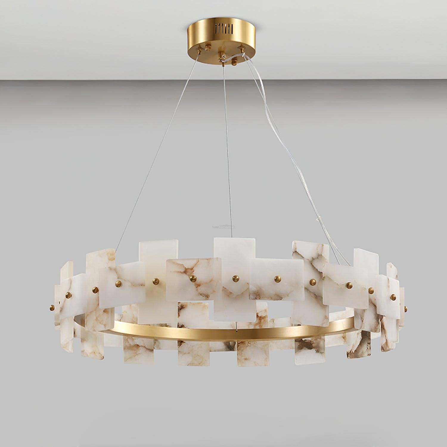 Alabaster Halo Chandelier Φ 23.6″/Φ 31.5''-Sylvia Space