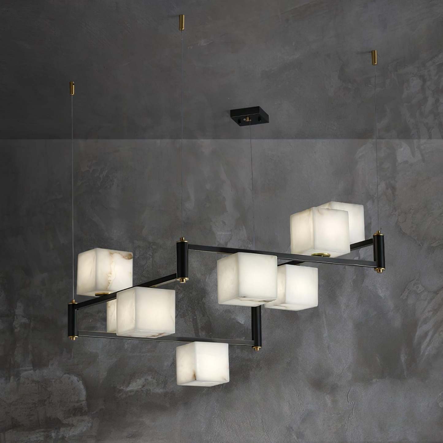 Alabaster Square Box Chandelier with 4/5/6/8/9 heads-Sylvia Space