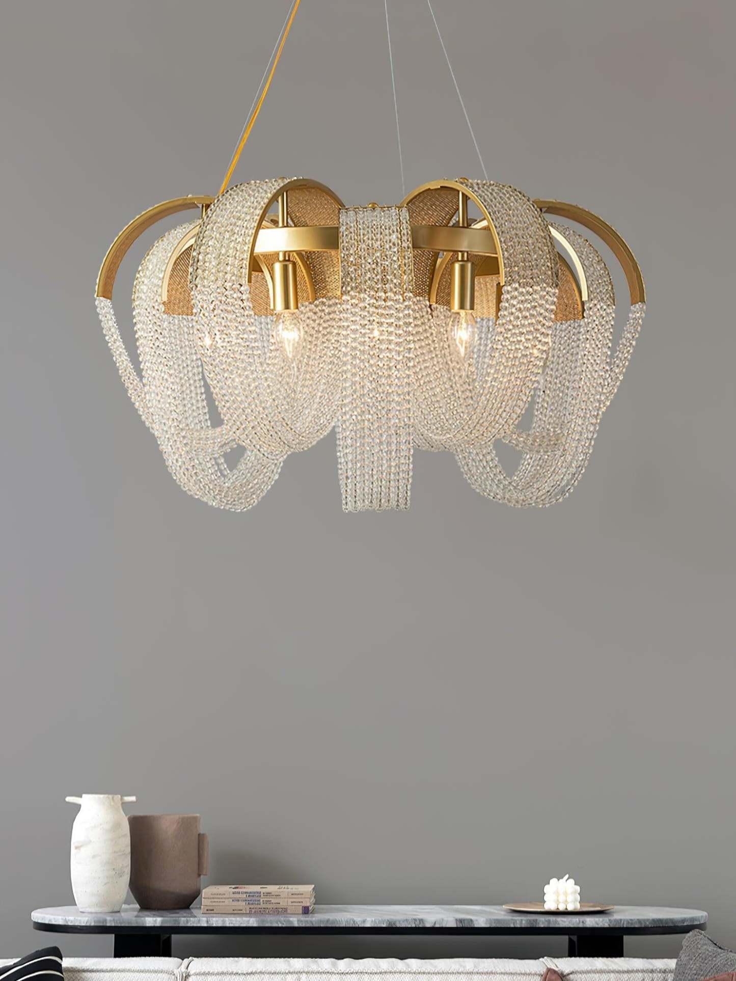 Mesh Crystal Chandelier with 1/6/9 heads-Sylvia Space