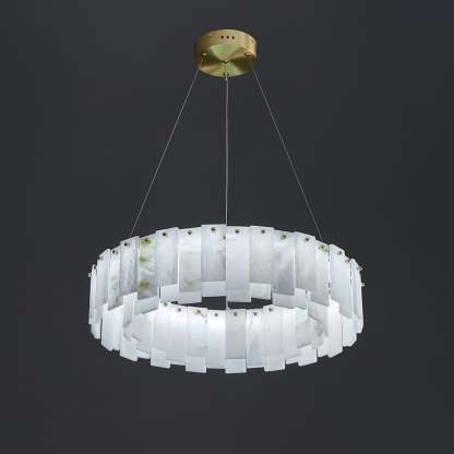 Celestial Alabaster Round/Square Chandelier-Sylvia Space