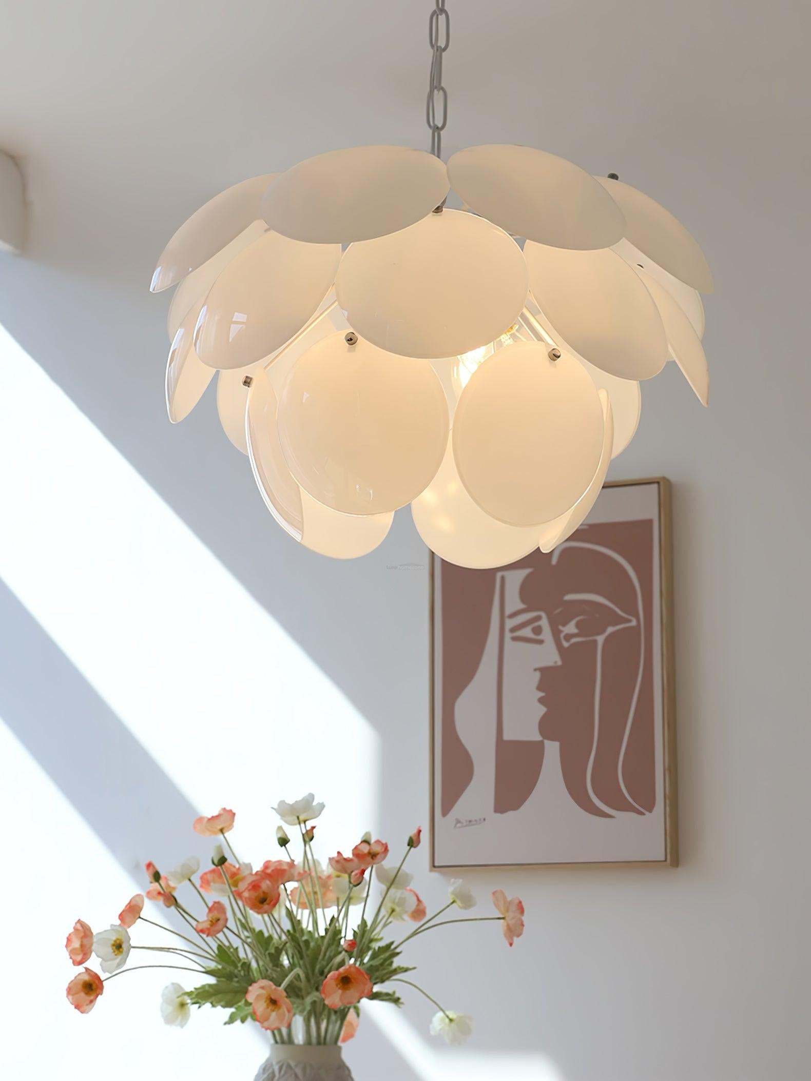 Luminous Petal Glass Round Chandelier-Sylvia Space
