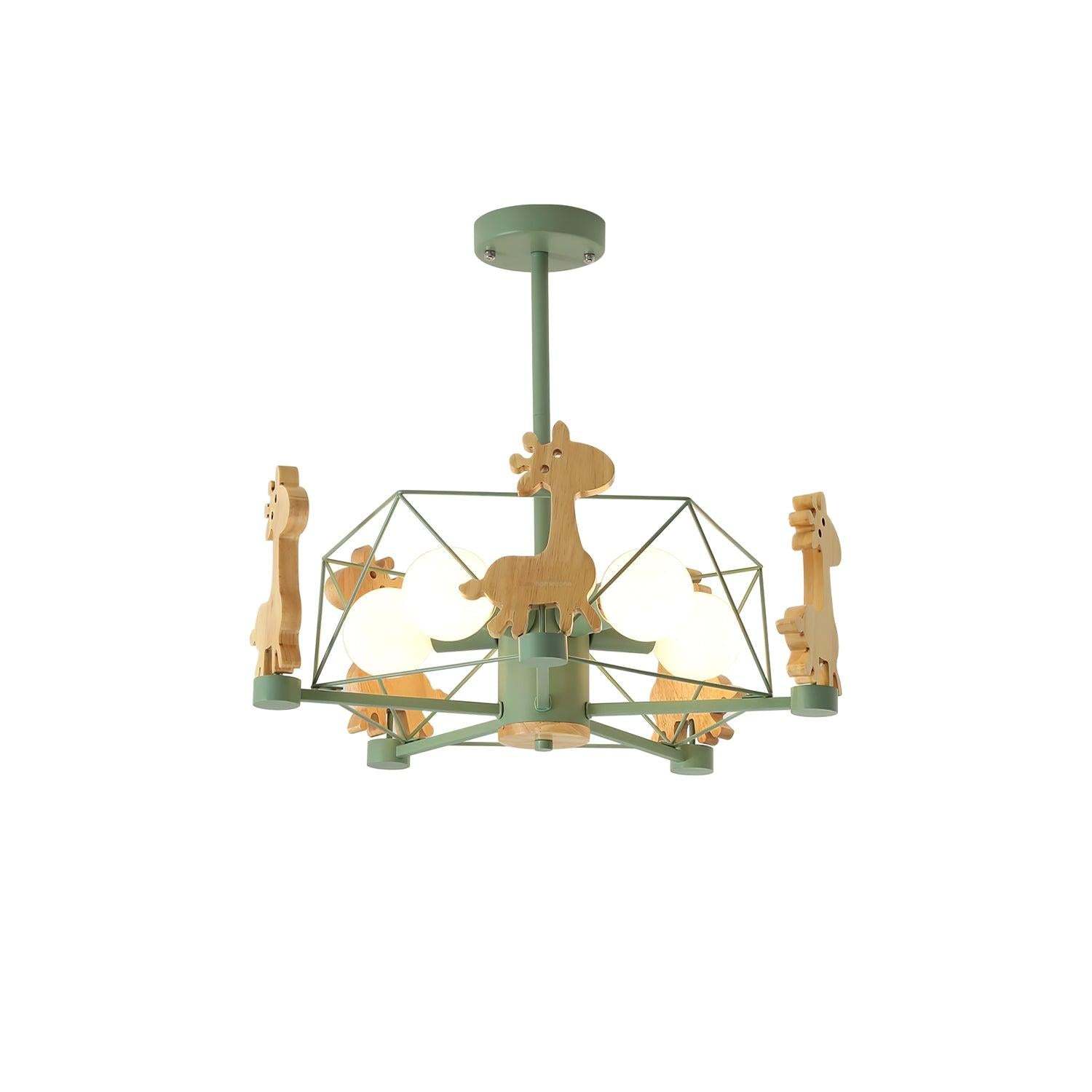 Lovely Deer Wooden Chandelier ∅ 20.8″-Sylvia Space