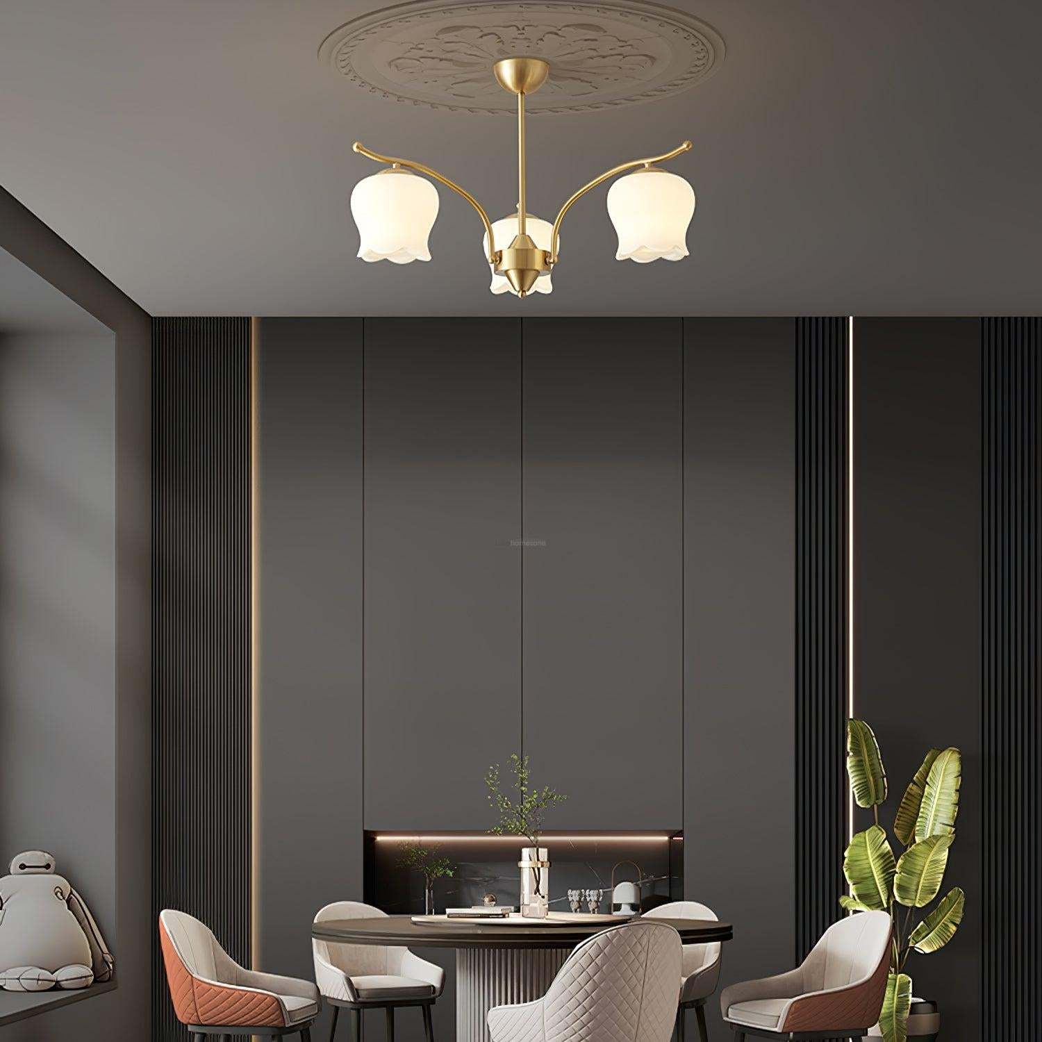 Tulip Brass Chandelier with 3/6/8 heads-Sylvia Space