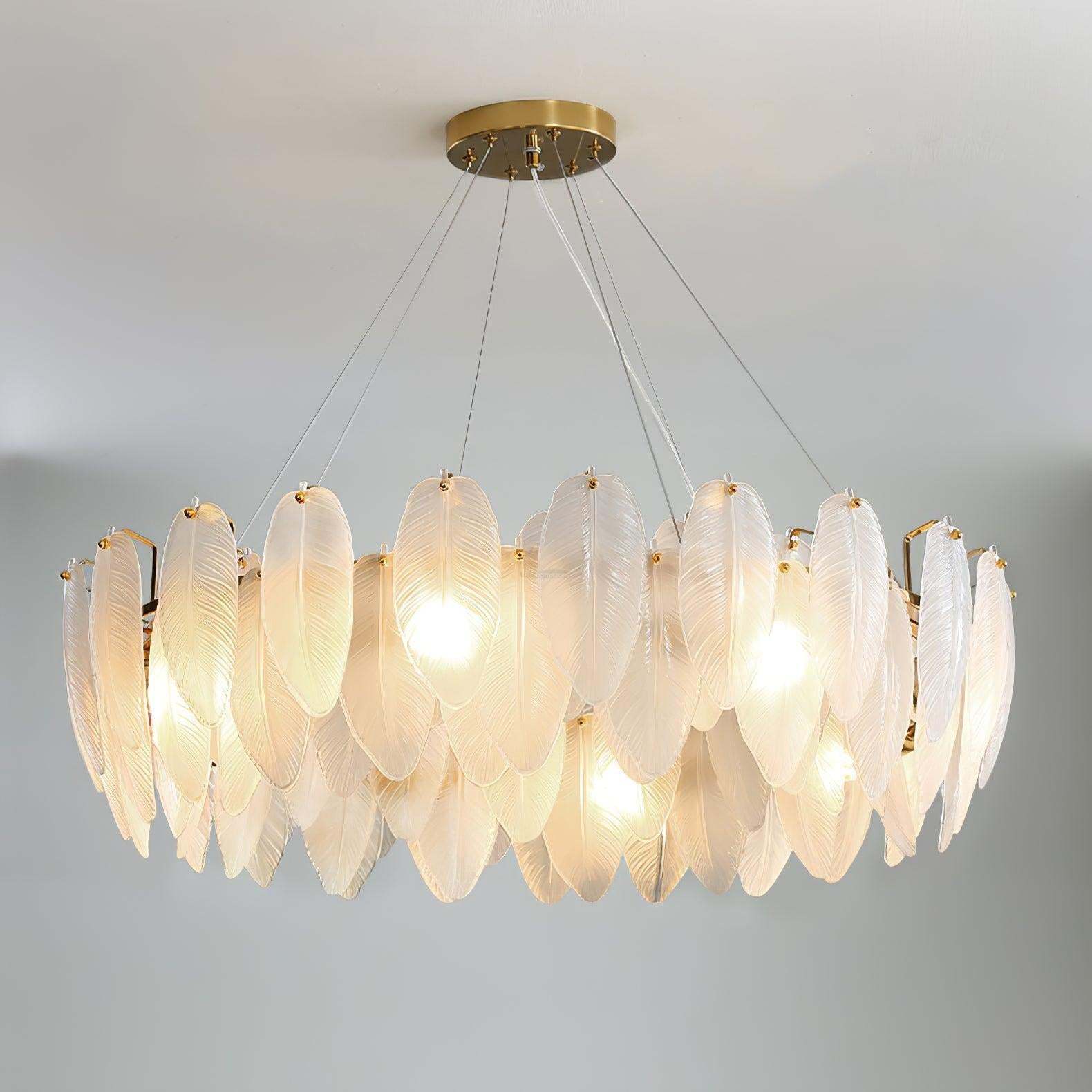 Glass Feather Style Chandelier-Sylvia Space