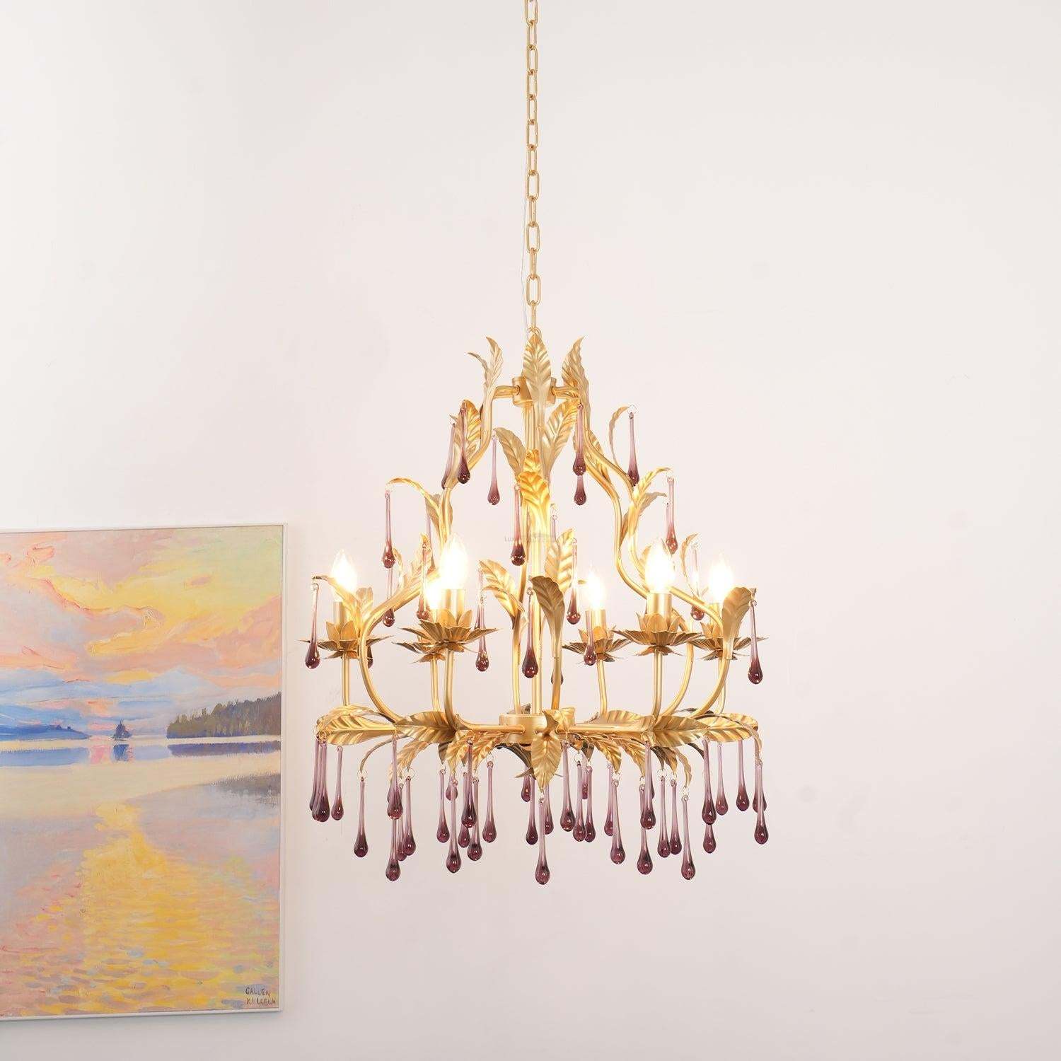 Amethyst Drops Crystal Chandelier with 6/8 heads-Sylvia Space