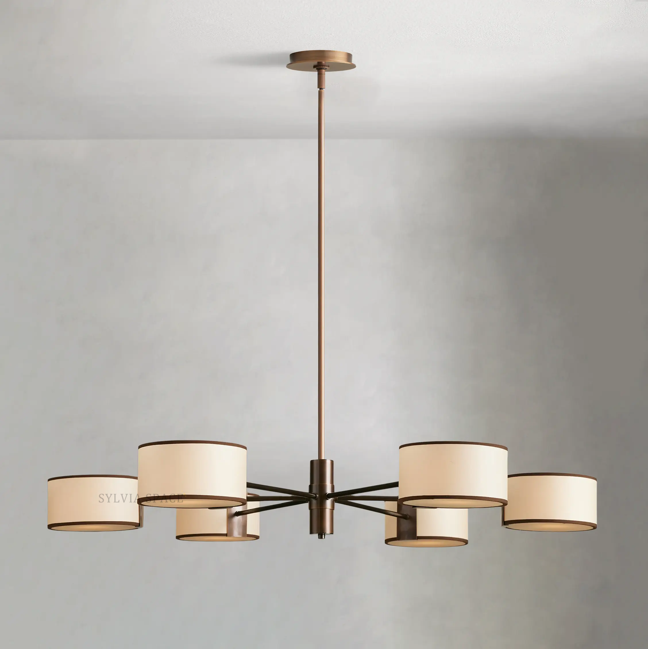 Daphne Round Linen Chandelier 48" 60"D