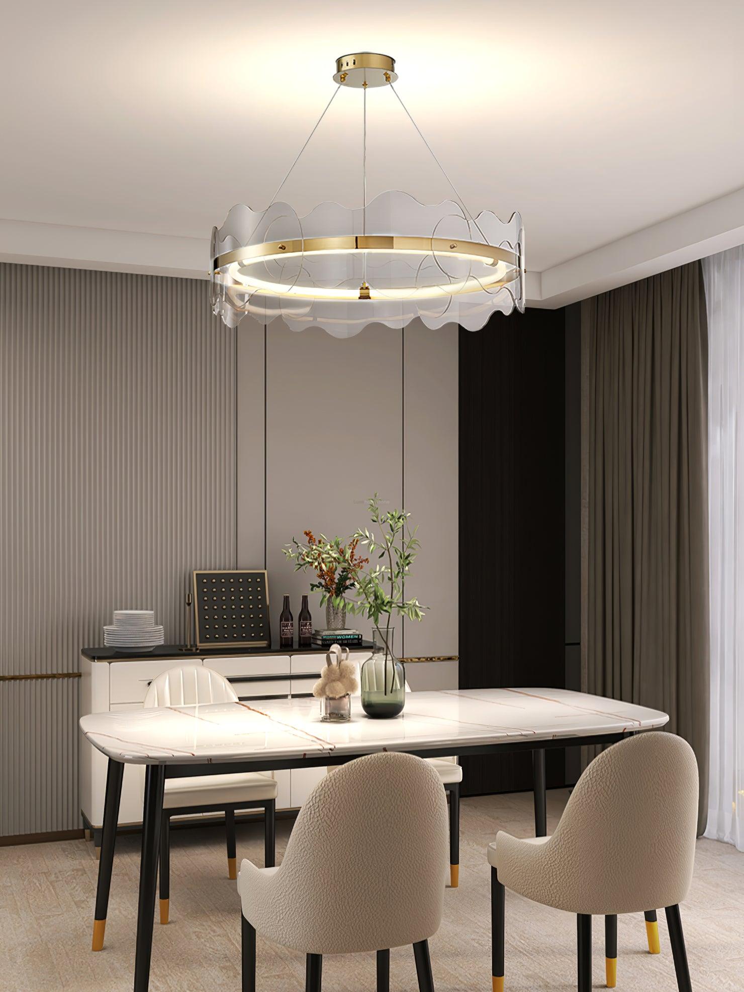 Acrylic Wave Round Chandelier-Sylvia Space