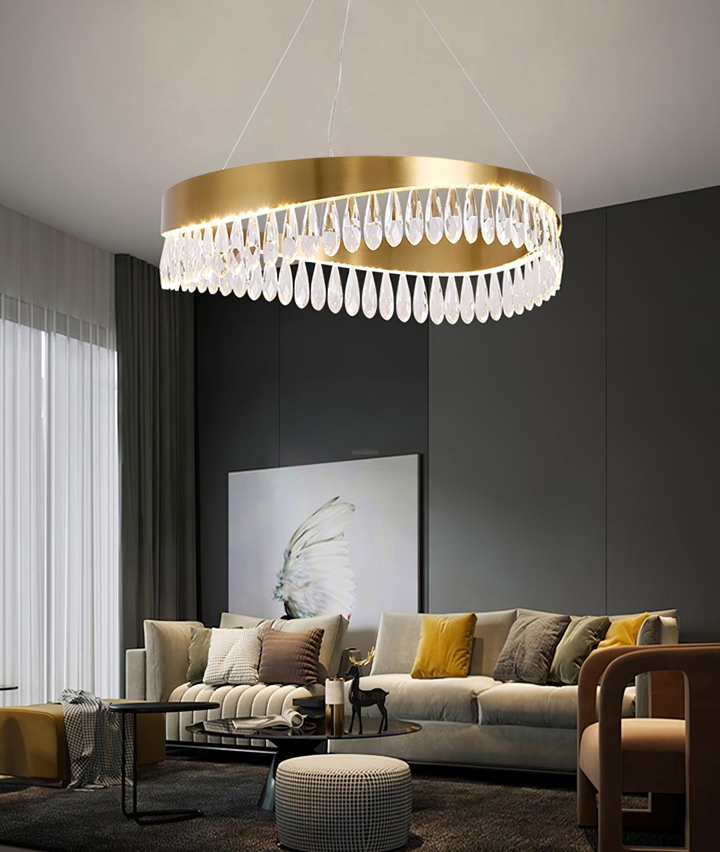 Crystal Sticks Round Chandelier-Sylvia Space