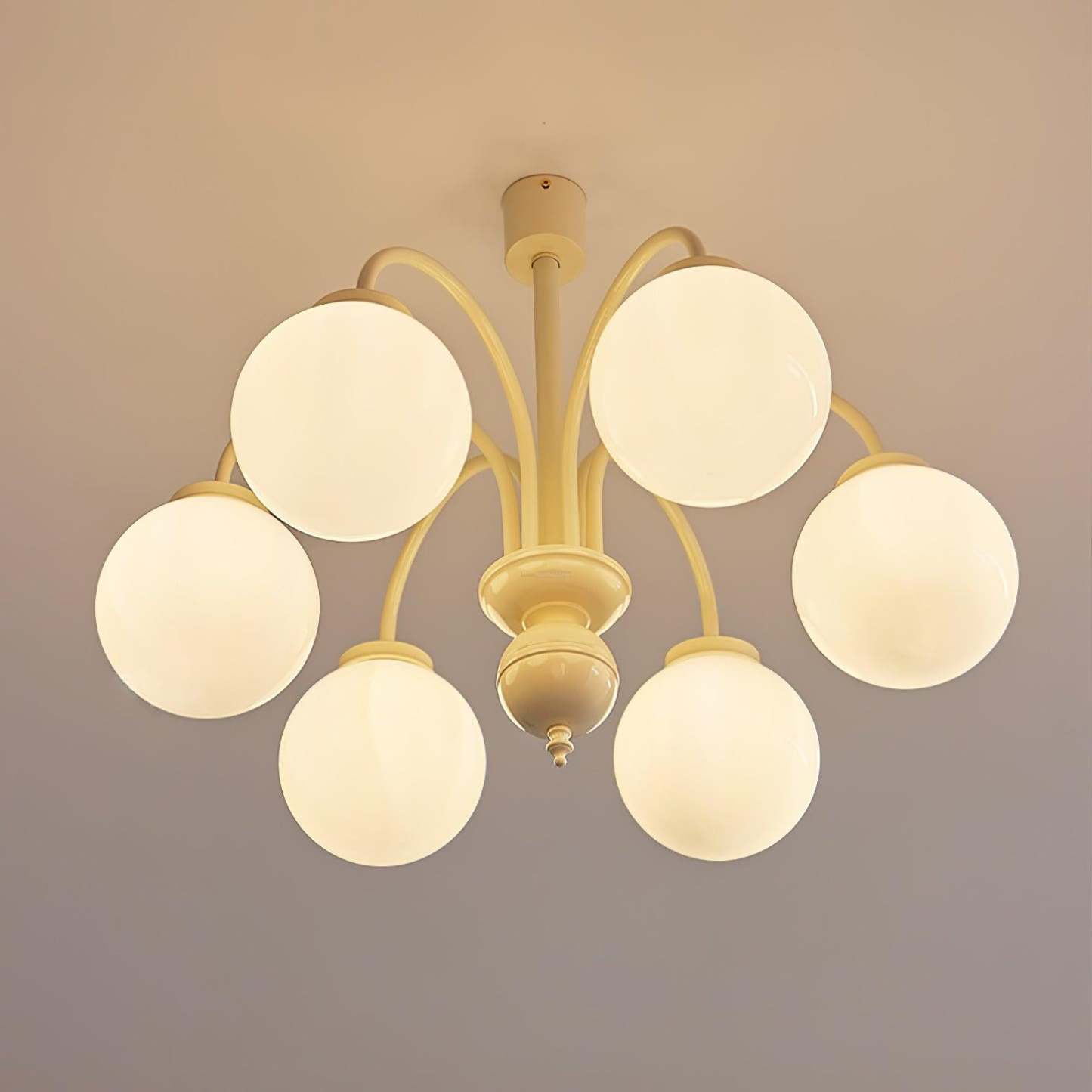 Cream Glass Sphere Chandelier with 4/5/6 heads-Sylvia Space
