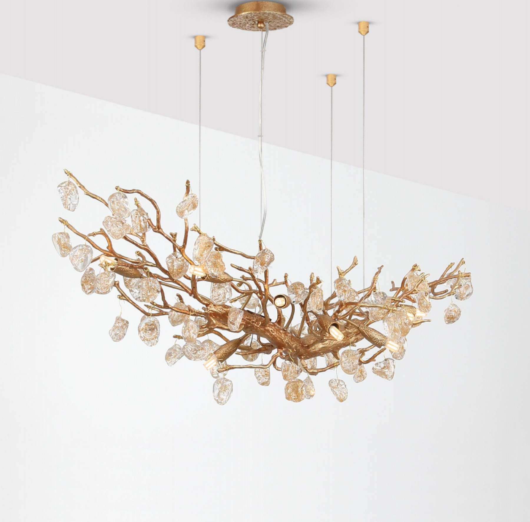 Stone Crystal Brass Chandelier  ∅ 5.1″-Sylvia Space