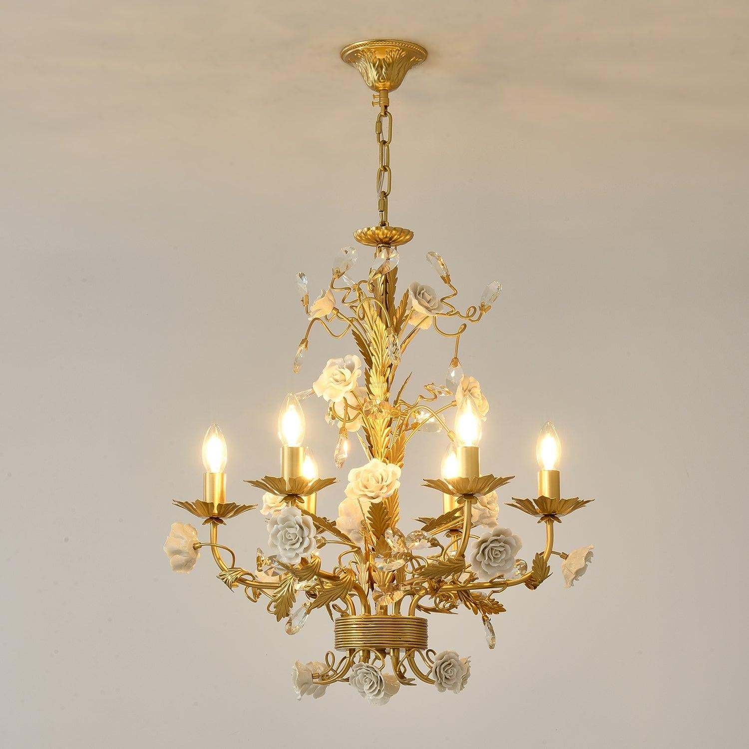 White Rose Crystal Chandelier with 6/8 heads-Sylvia Space
