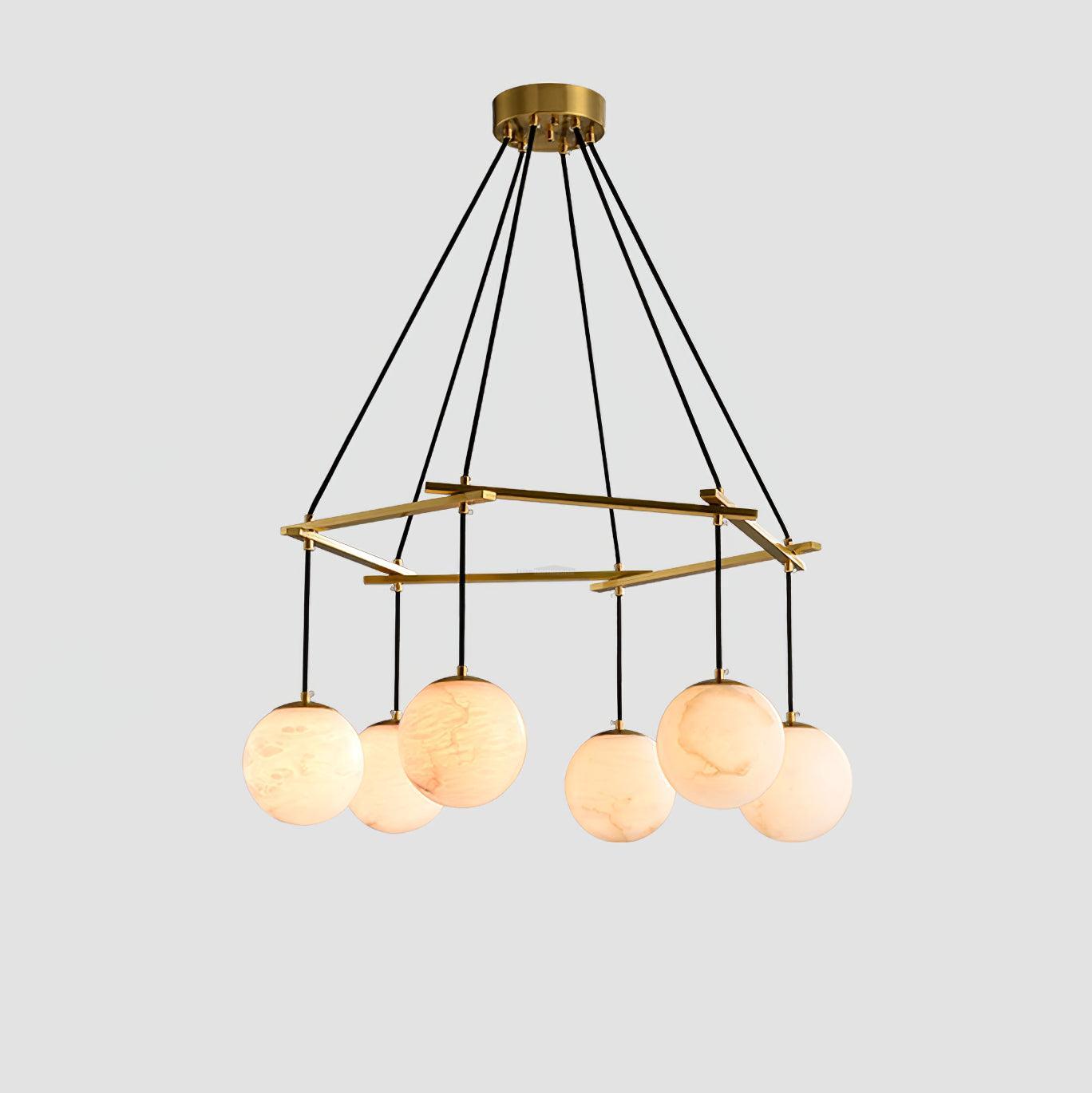 Miira Alabaster Chandelier with 3/6/8 heads-Sylvia Space
