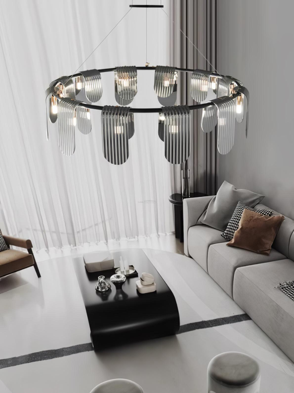 Folioles Brass Chandelier with 6/9/12 lamps-Sylvia Space