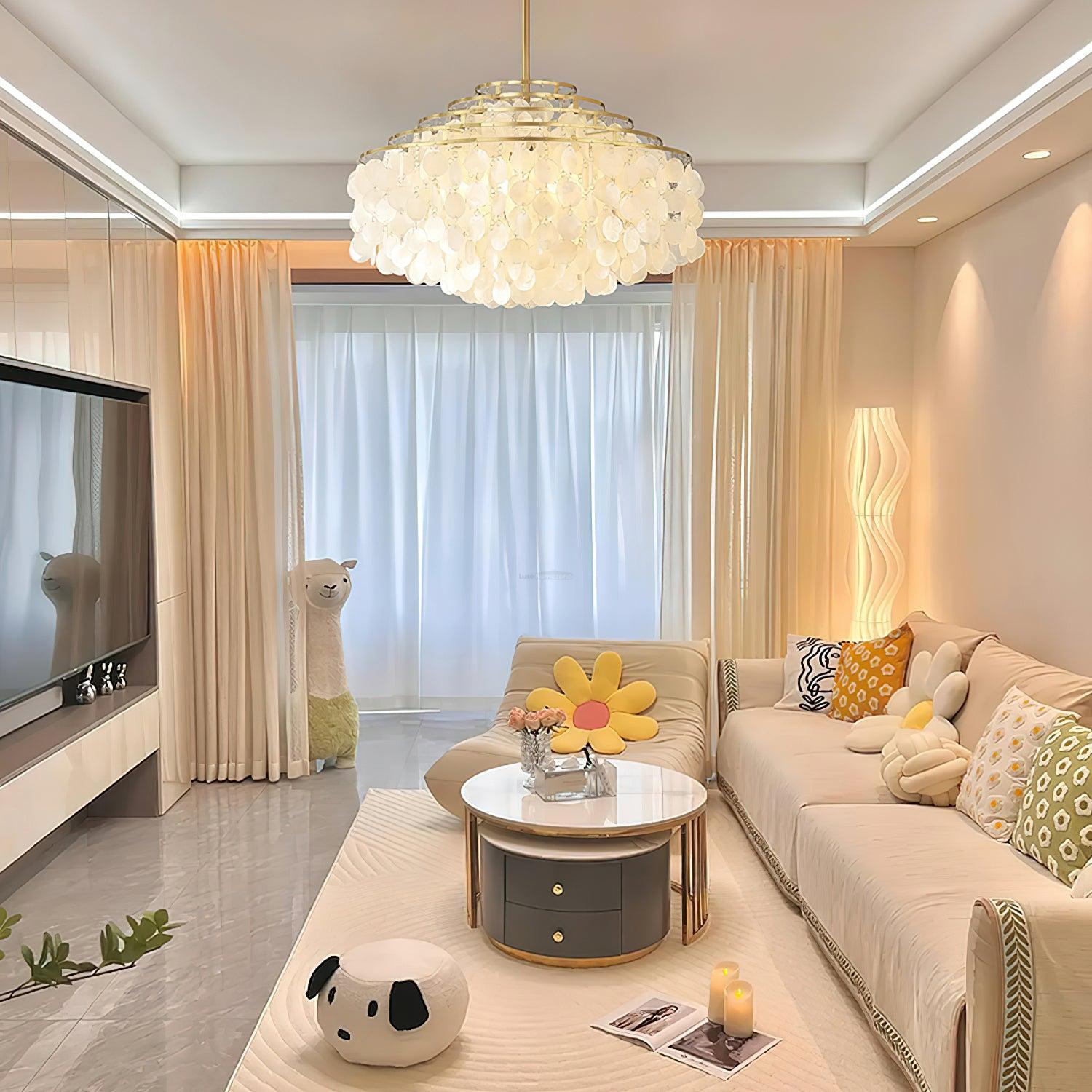 Round Shell Chandelier B with 2/3/4/5 layer-Sylvia Space