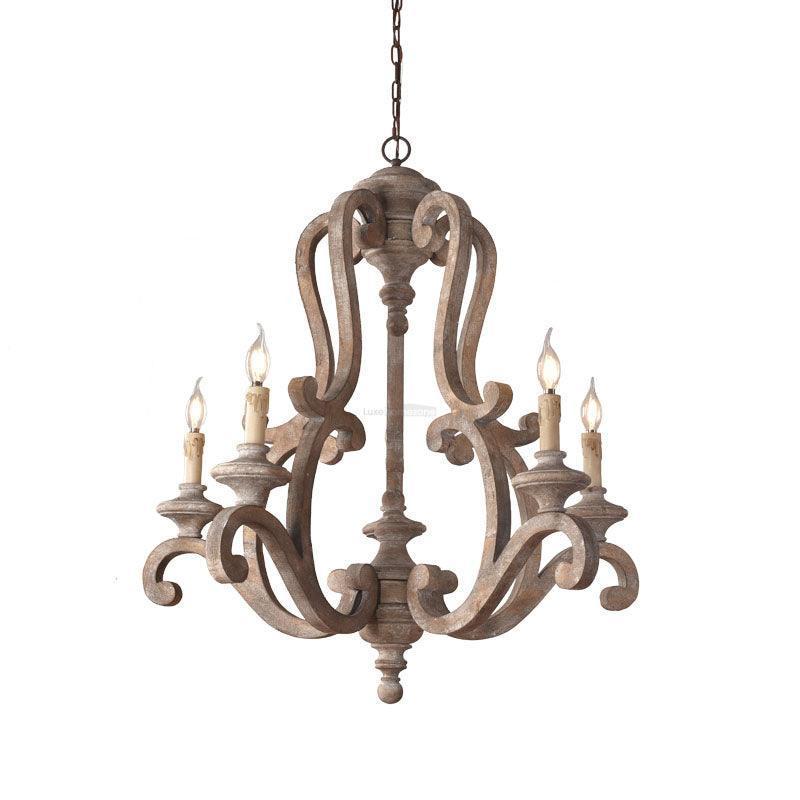 Parrotuncle Wooden Candle Chandelier Φ 23.6″-Sylvia Space