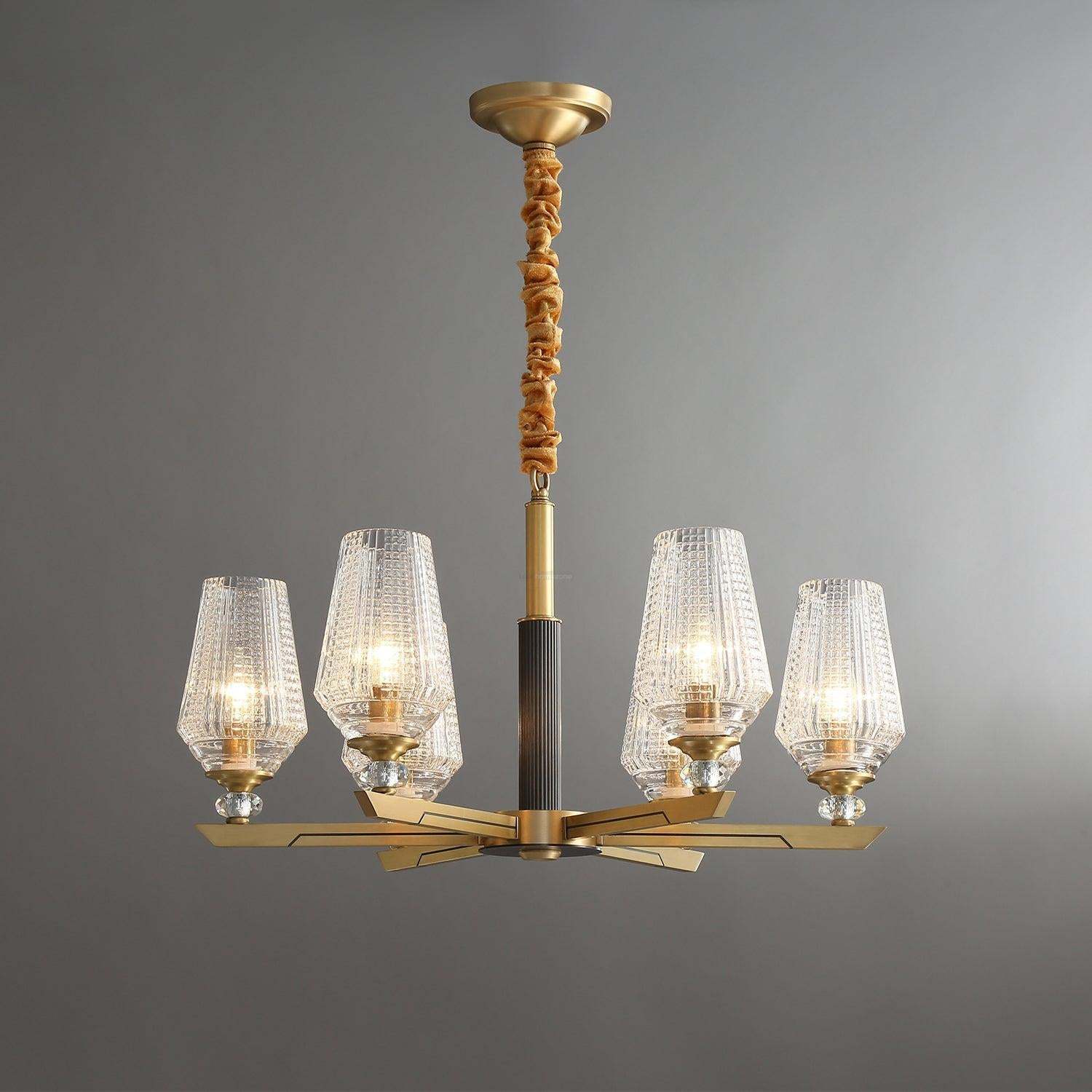 Orrefors Brass Chandelier Φ 25.2″-Sylvia Space