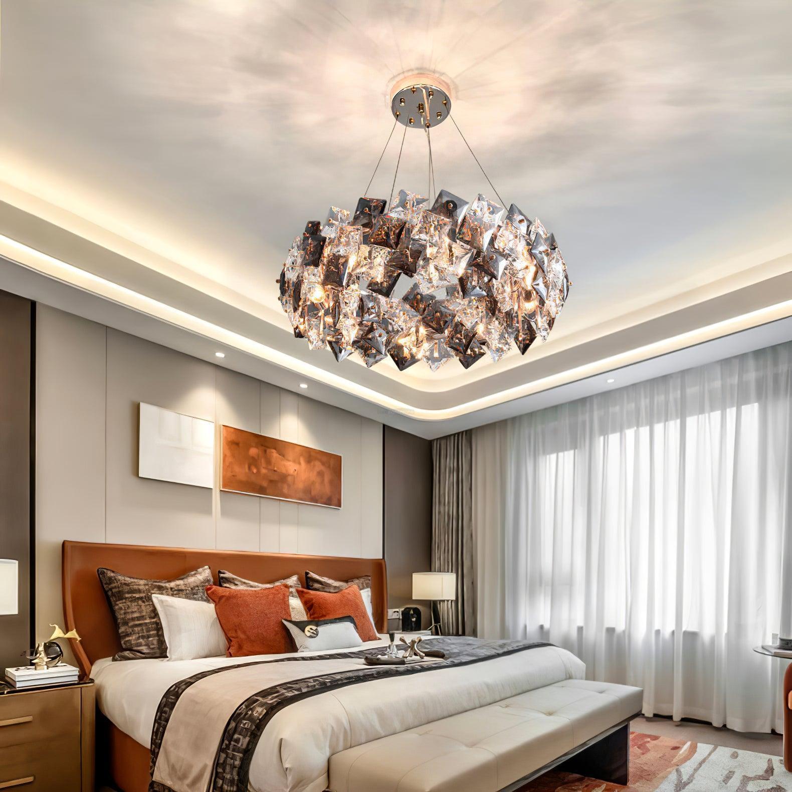 Scale Crystal Round Chandelier Φ 23.6″-Sylvia Space