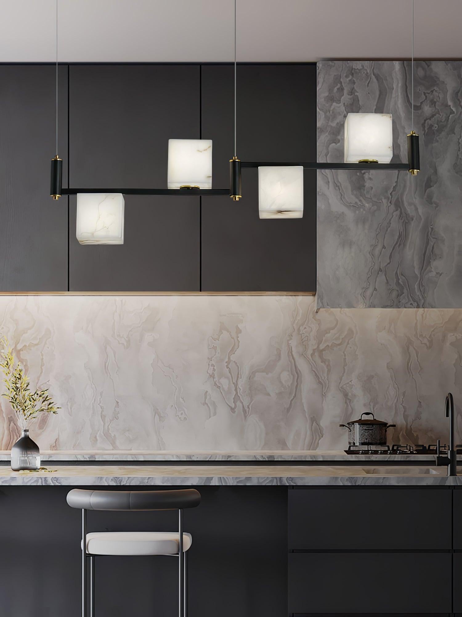 Alabaster Square Box Chandelier with 4/5/6/8/9 heads-Sylvia Space