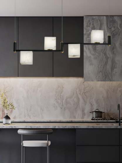 Alabaster Square Box Chandelier with 4/5/6/8/9 heads-Sylvia Space