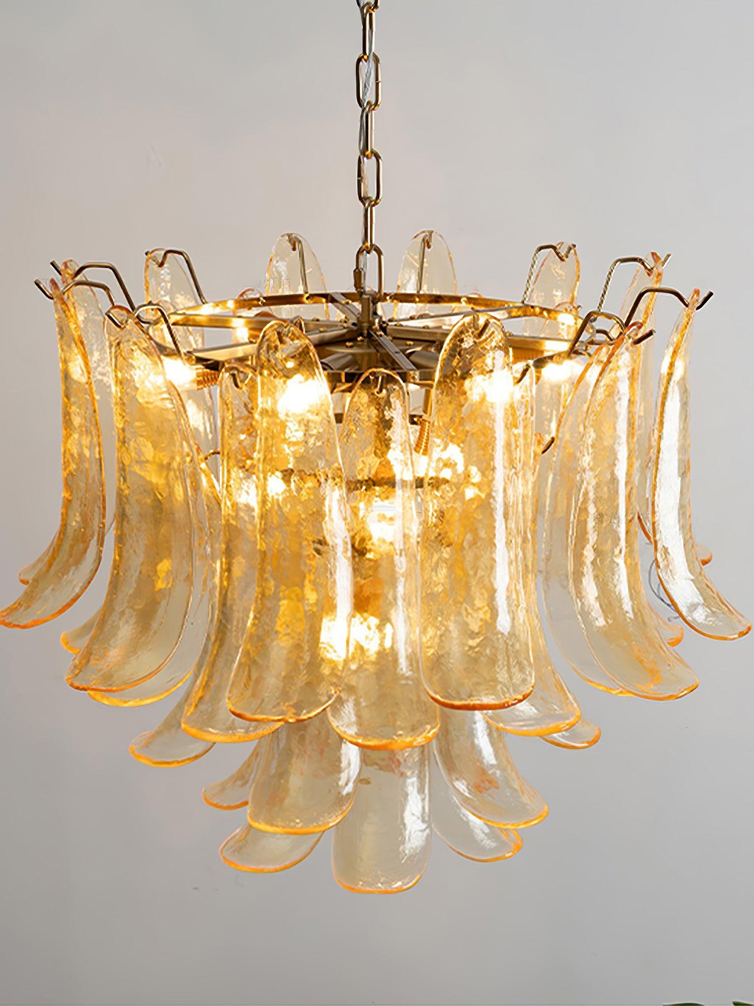 Glass Leaf Cascade Chandelier with 3/4 layer-Sylvia Space