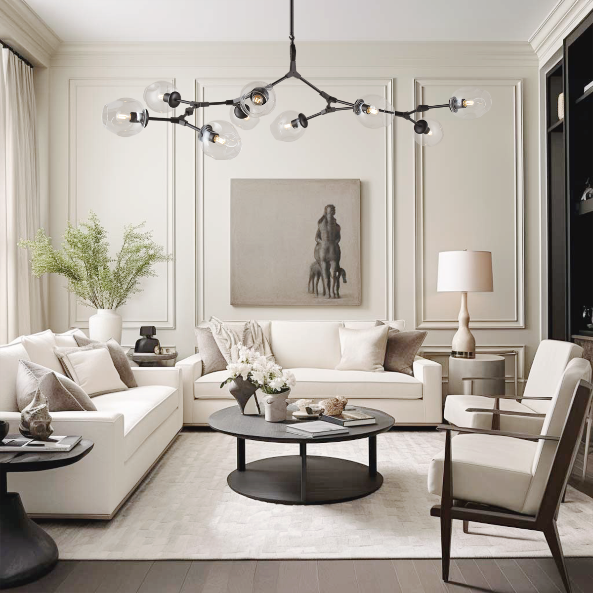 Metal Horizontal Globe Bubble Chandelier.-Sylvia Space