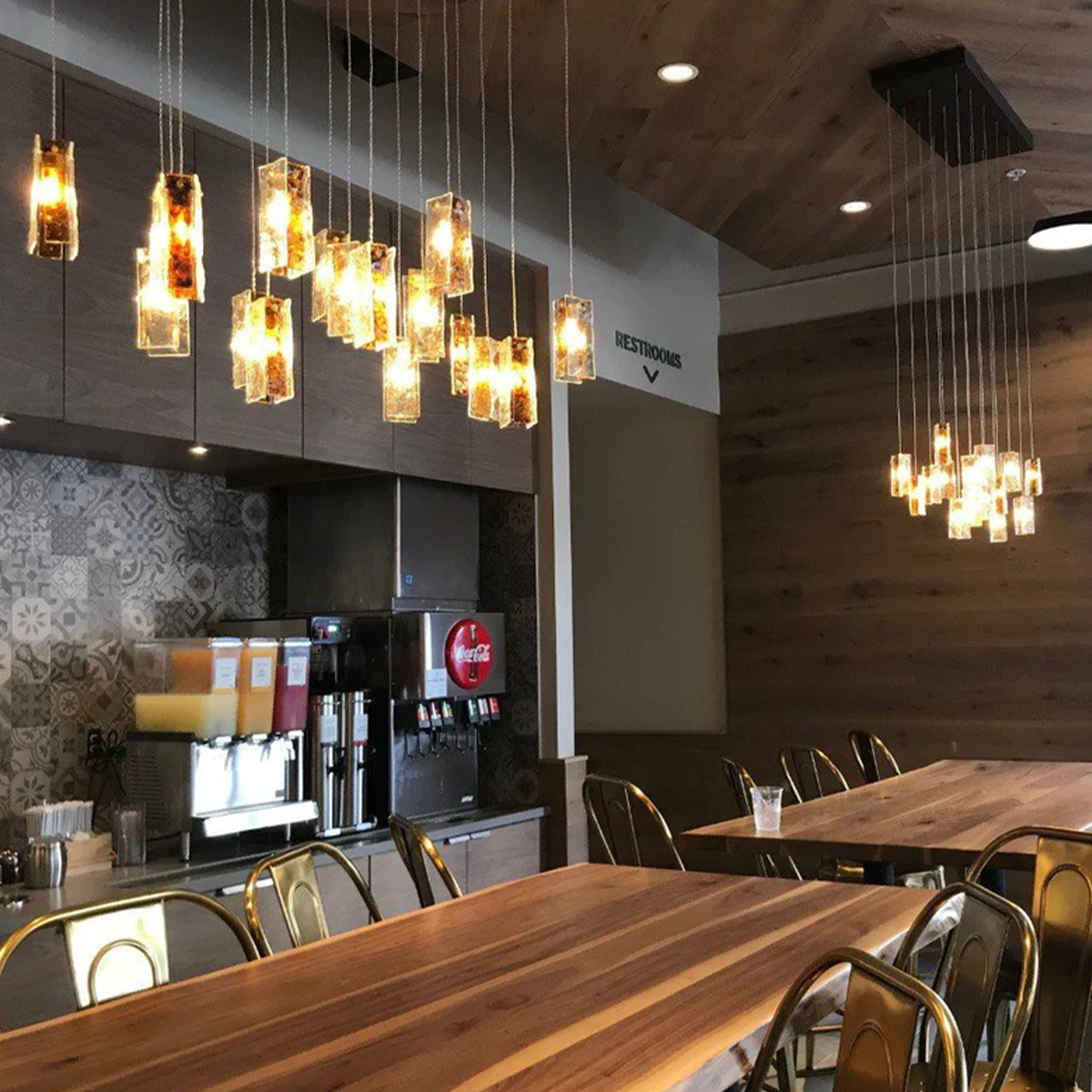 Rectangular  Glass  Pendant Chandelier-Sylvia Space