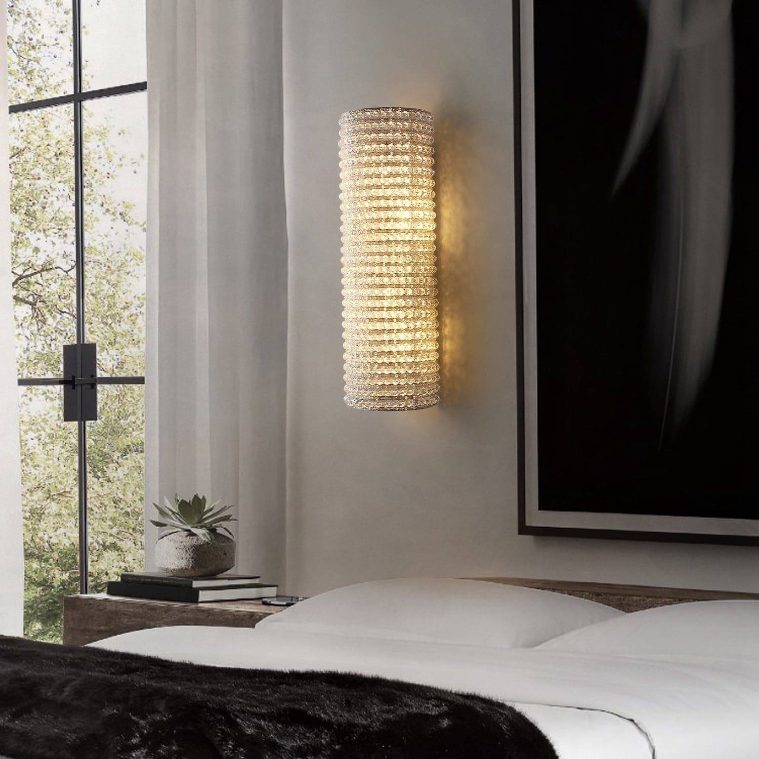 Halo Clear Crystal Beads Wall Sconce-Sylvia Space