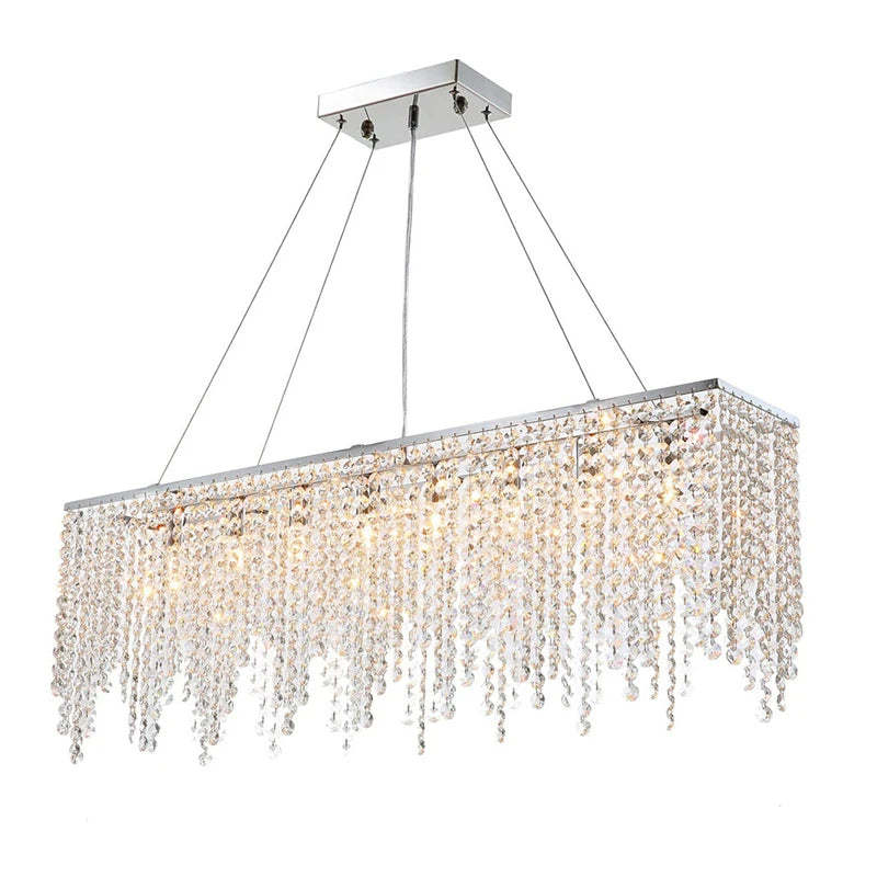 Adena Crystal Tassel Dining Room Chandelier-Sylvia Space