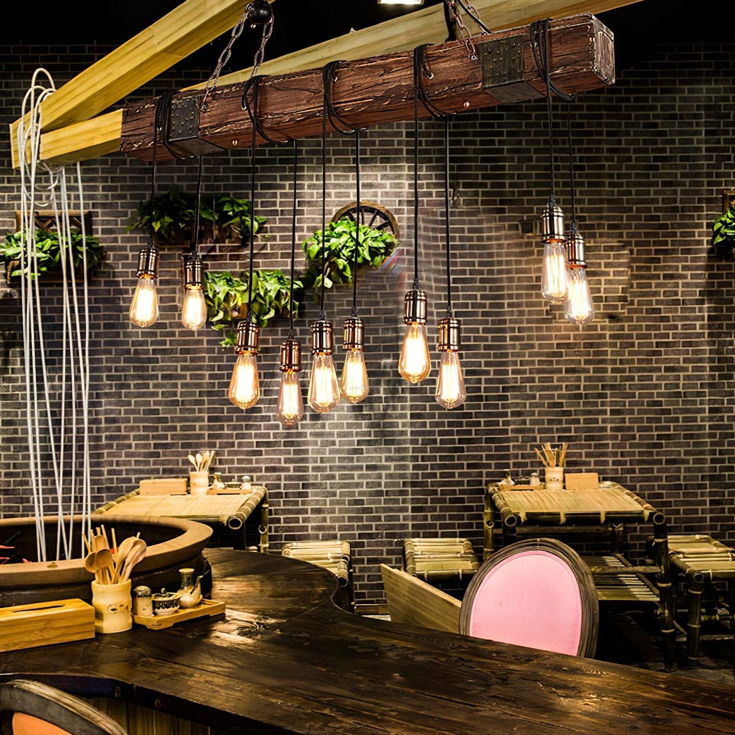 Wooden Hanging Multi Chandelier-Sylvia Space