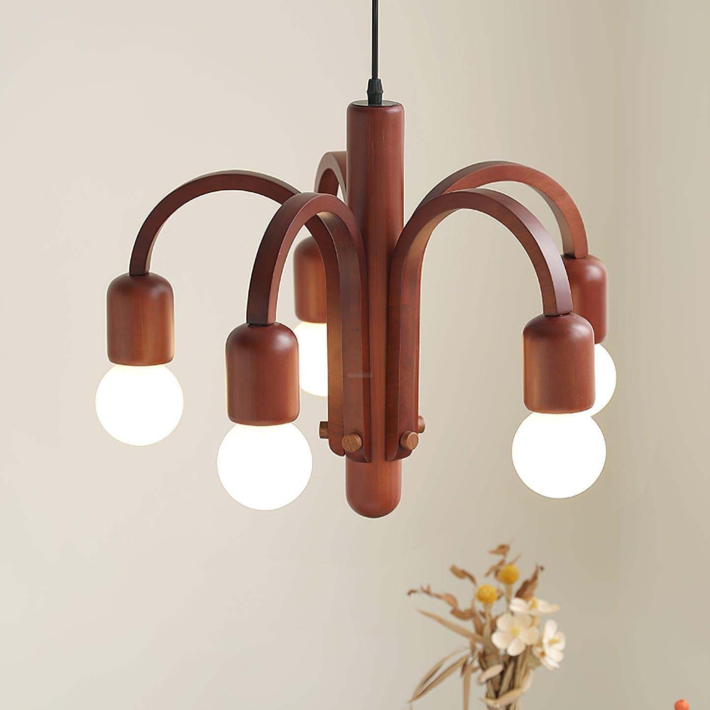 Candela Teak Chandelier Φ 19.6″-Sylvia Space