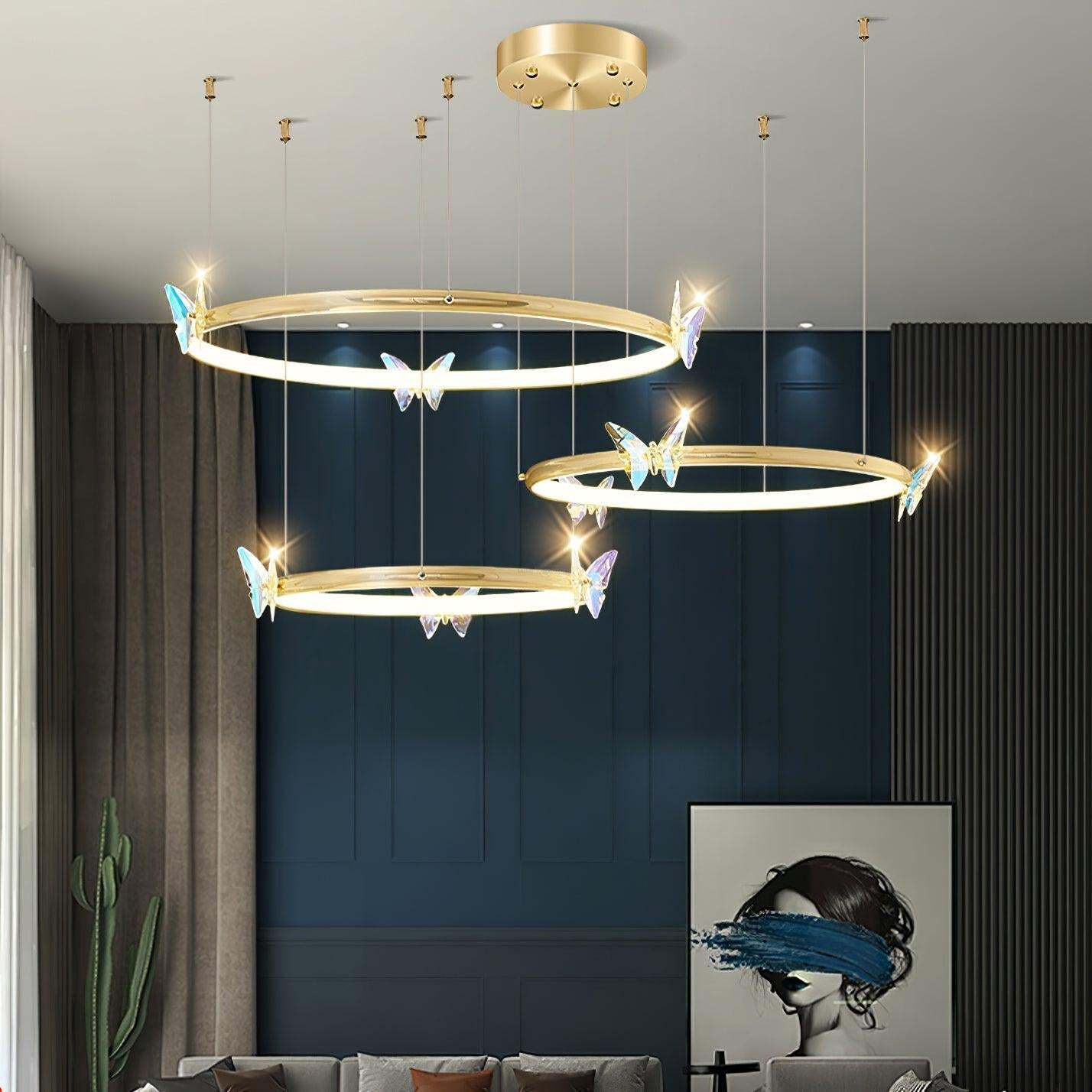 Blue Butterfly Round Chandelier-Sylvia Space