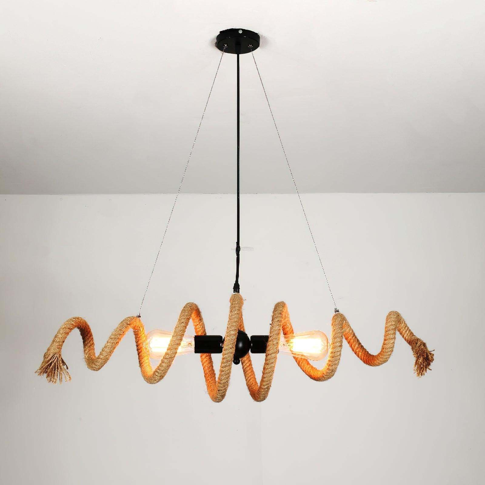 Hemp Rope Industrial Spiral Chandelier ∅ 31.5″-Sylvia Space