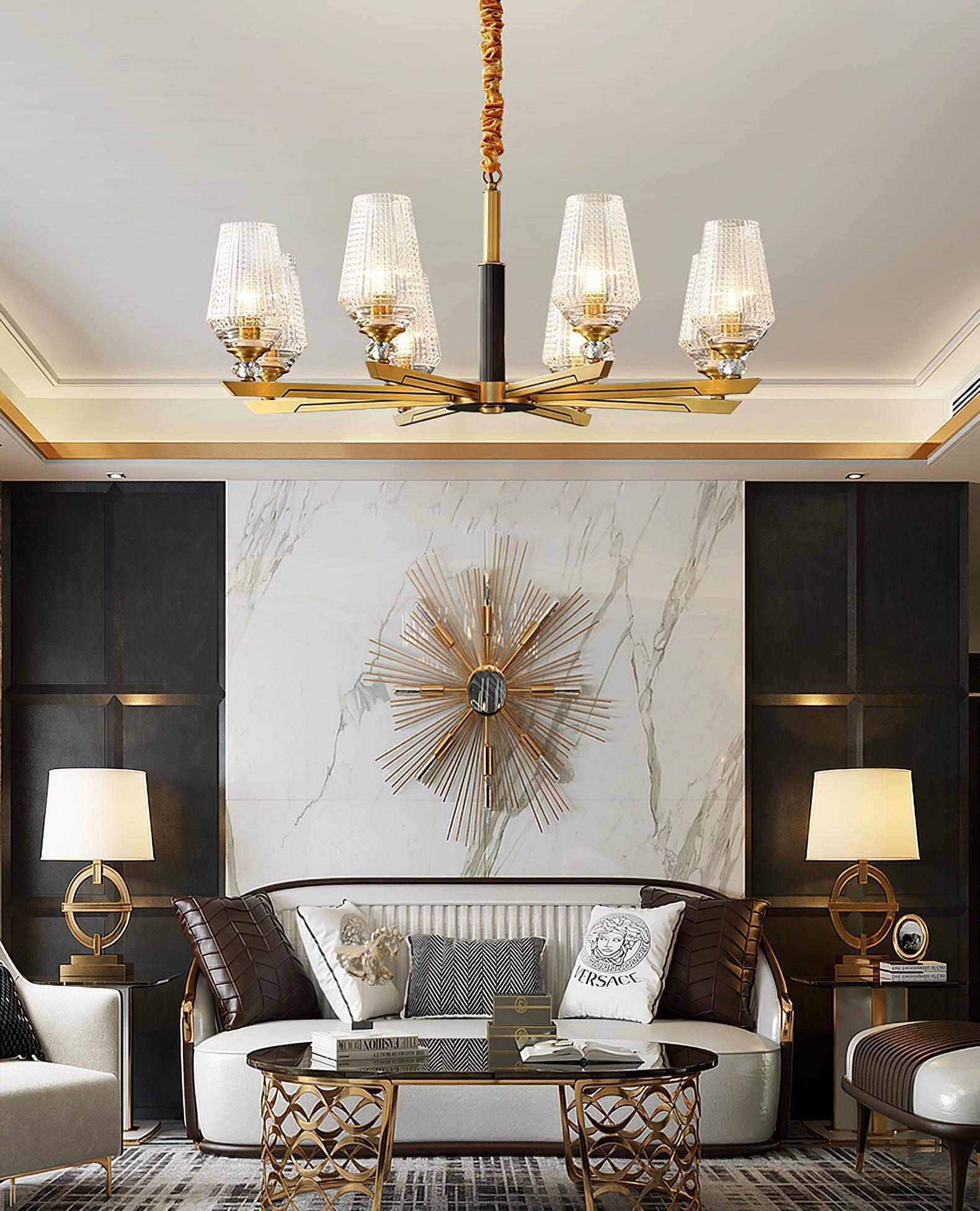 Orrefors Brass Chandelier Φ 25.2″-Sylvia Space