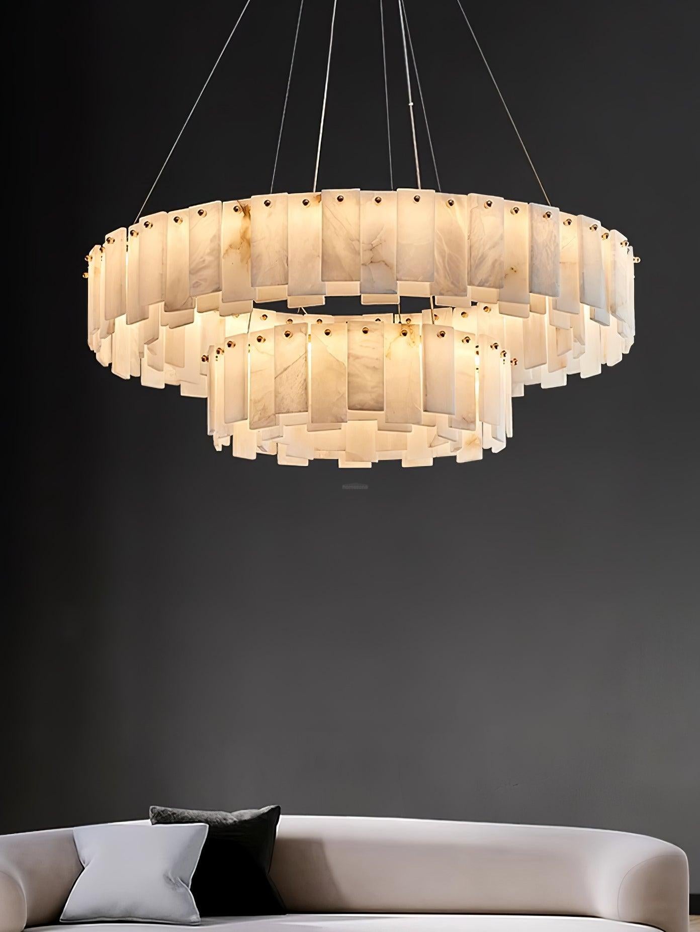Celestial Alabaster Round/Square Chandelier-Sylvia Space