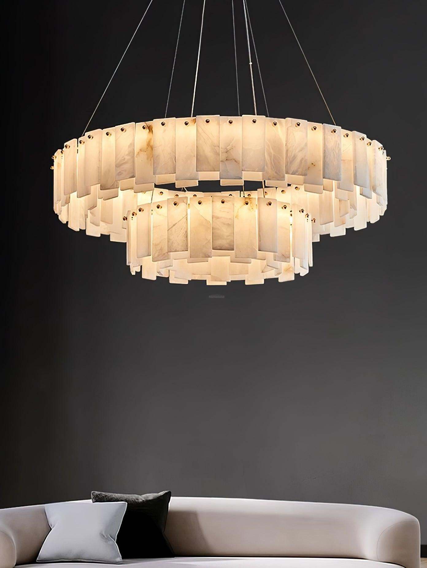 Celestial Alabaster Round/Square Chandelier-Sylvia Space