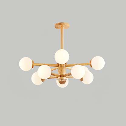 Kozan Wooden Chandelier with 6/8/10/12 heads-Sylvia Space