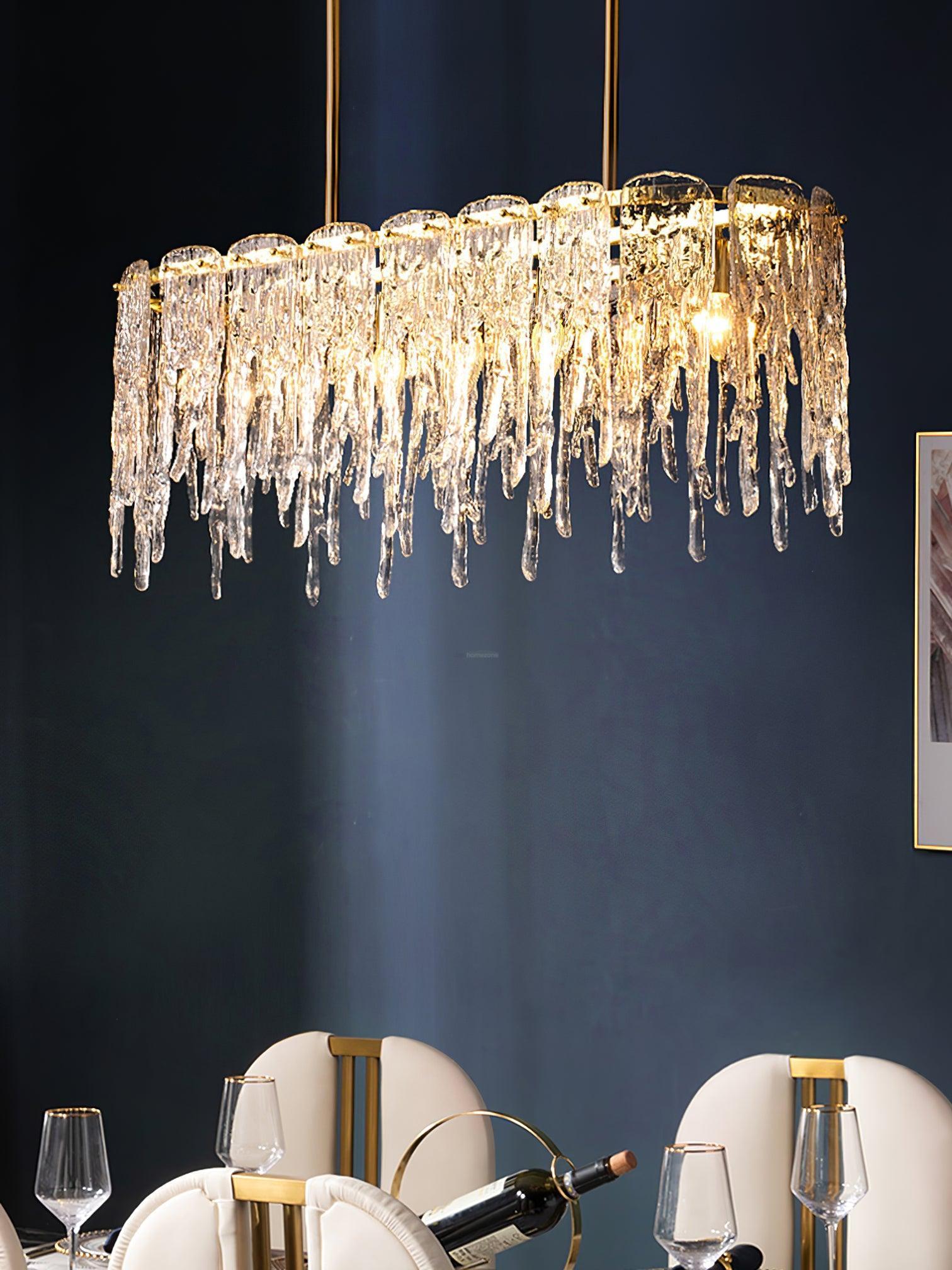 Rectangular Icicle Glass Chandelier L 34.2″-Sylvia Space