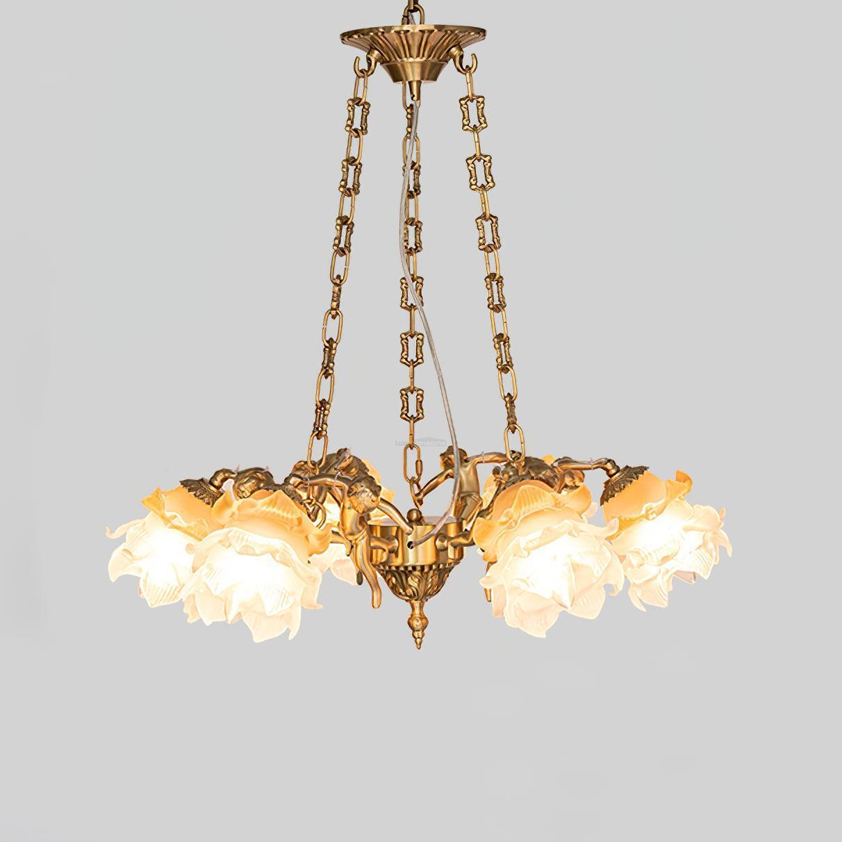 Putti Statuettes Brass Chandelier-Sylvia Space