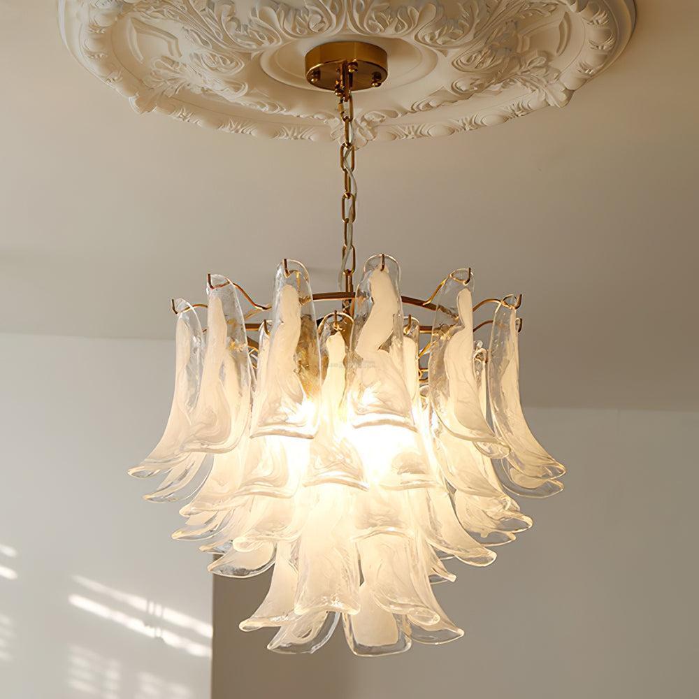 Glass Leaf Cascade Chandelier with 3/4 layer-Sylvia Space