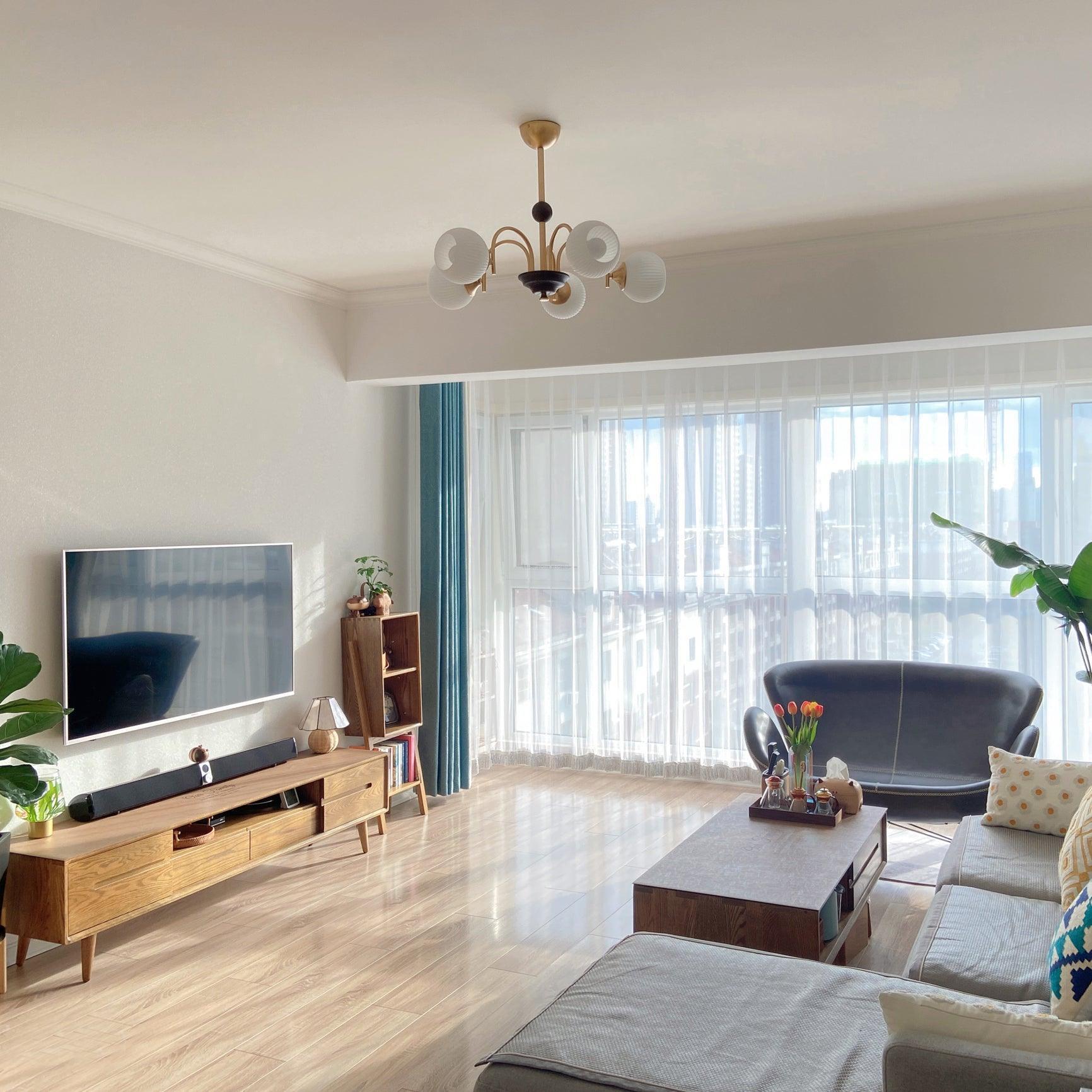 Sculptural Glass Ribbed Chandelier with 3/4/5/6/8 heads-Sylvia Space