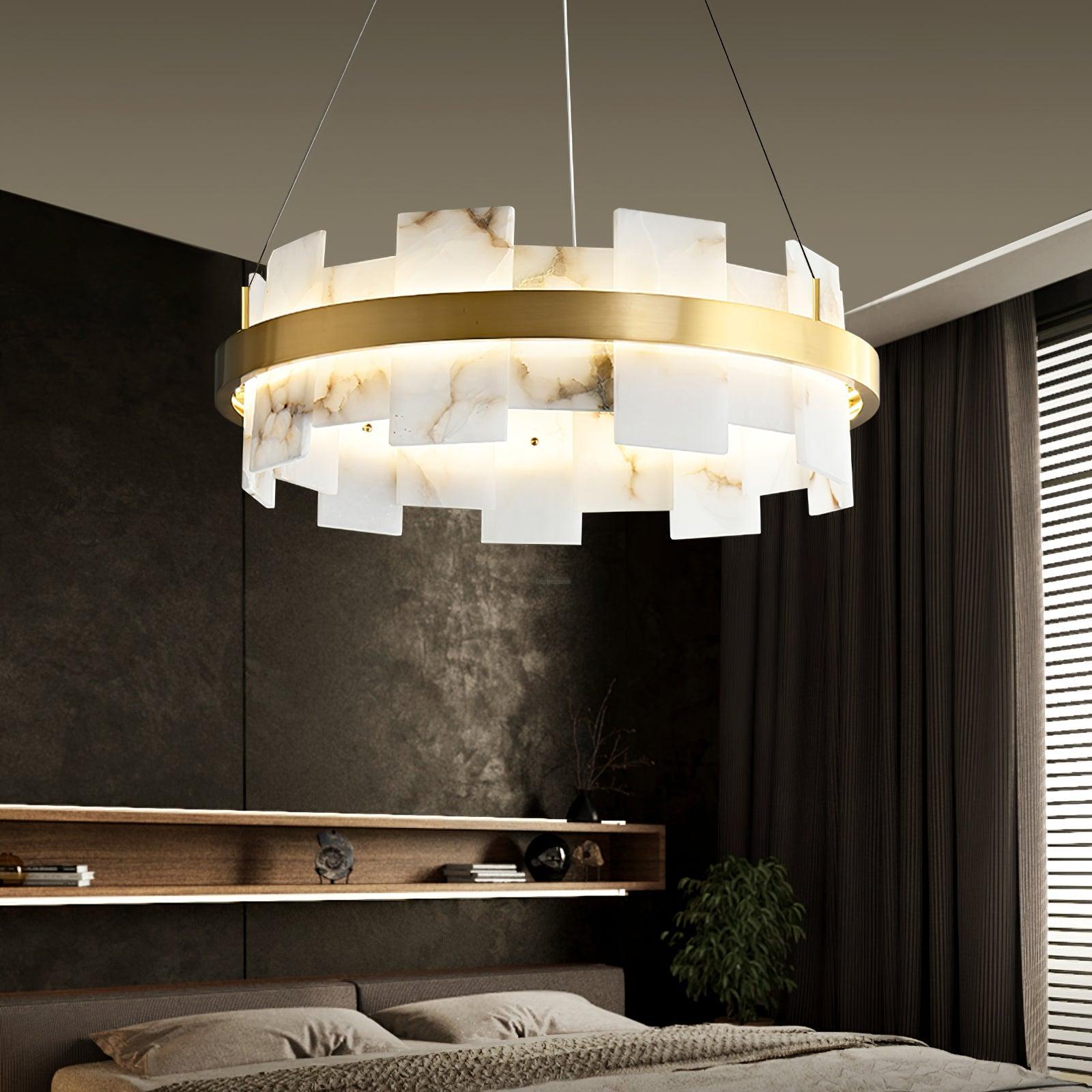 Alabaster Halo Chandelier Φ 23.6″/Φ 31.5''-Sylvia Space