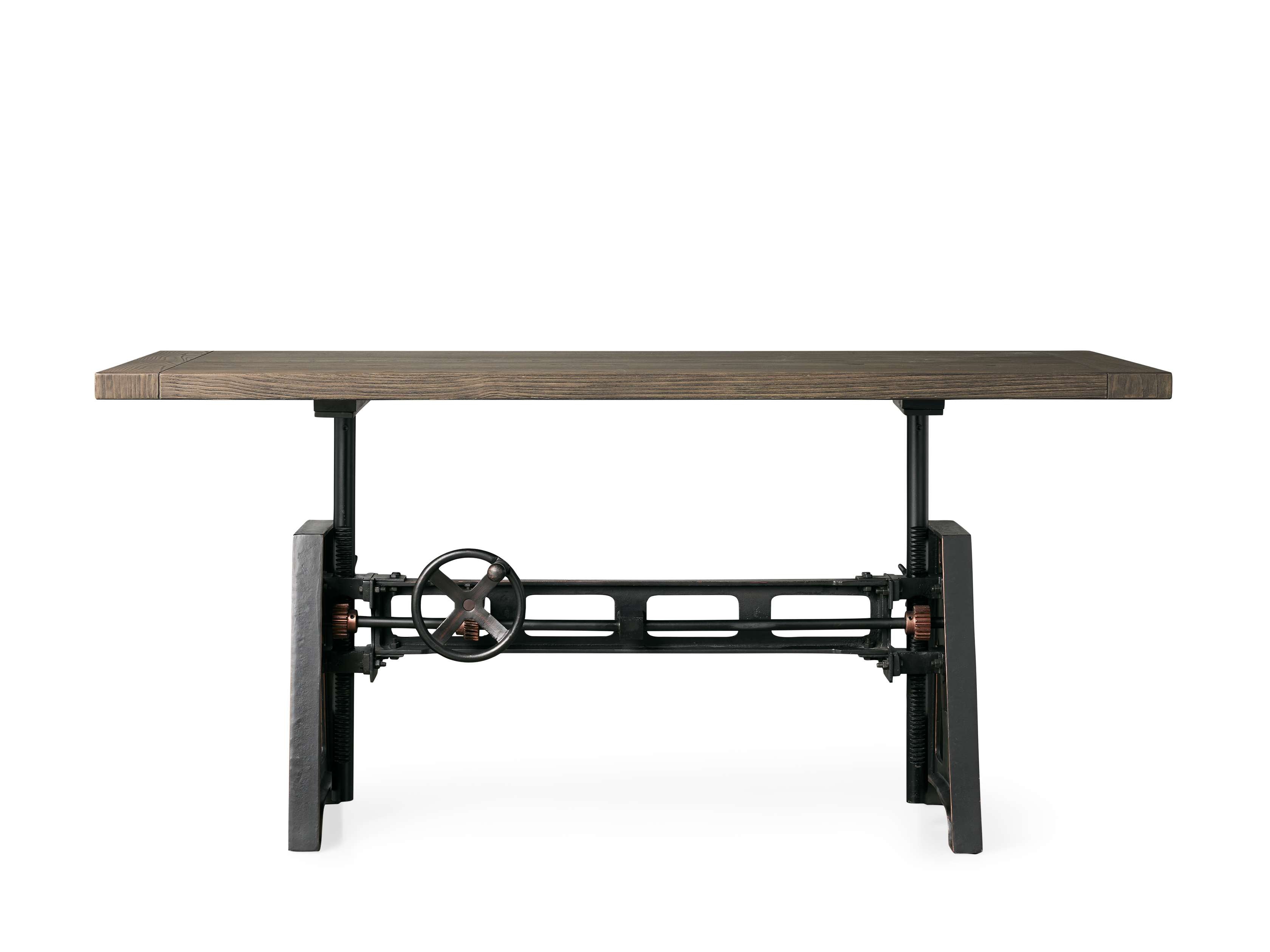 Industrial Crank Desk with Wynn Top and Black Rubbed Copper Base