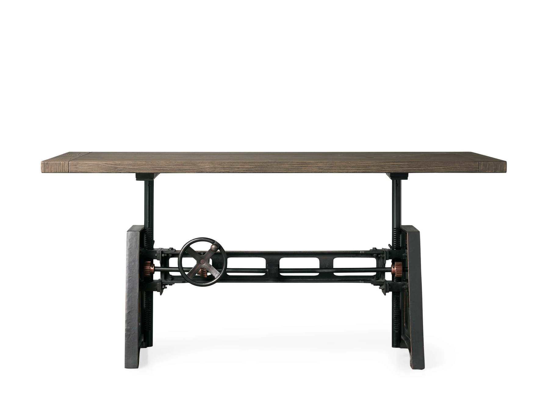 Industrial Crank Desk with Wynn Top and Black Rubbed Copper Base