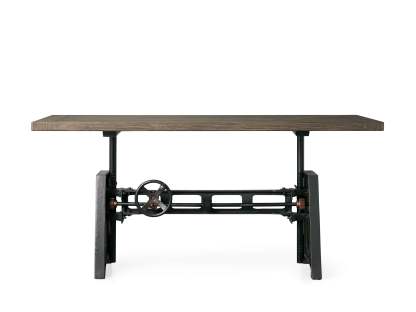 Industrial Crank Desk with Wynn Top and Black Rubbed Copper Base